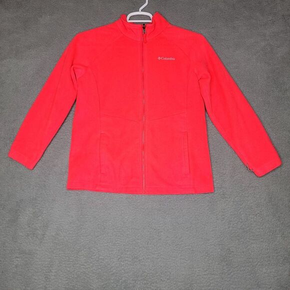 Columbia Girls Sweater Size XL 18/20 Youth‎ Pink Long Sleeve Full Zip Fleece - Picture 1 of 12